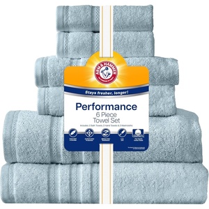 image:imageArm amp Hammer Performance Bath Towel Set 6 Piece WhiteLight Blue