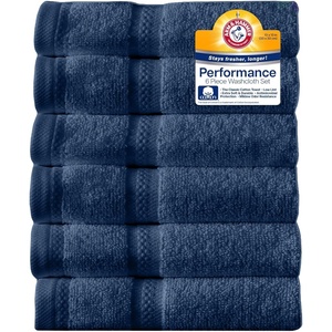 image:imageArm amp Hammer Performance Towel Washcloth Set 6 Piece KhakiDark Blue