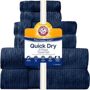 image:imageArm amp Hammer Quick Dry Bath Towel Set 6 Piece GreyDark Blue