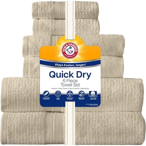 image:imageArm amp Hammer Quick Dry Bath Towel Set 6 Piece GreyKhaki