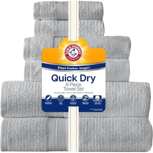 image:imageArm amp Hammer Quick Dry Bath Towel Set 6 Piece GreyLight Grey