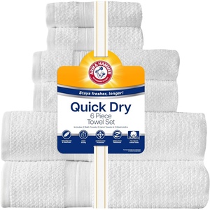 image:imageArm amp Hammer Quick Dry Bath Towel Set 6 Piece GreyWhite