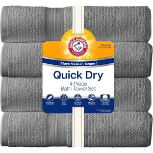 image:imageArm amp Hammer Quick Dry Bath Towels 4 Piece Dark BlueGrey