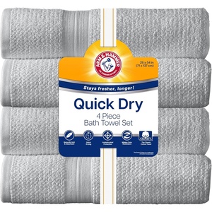 image:imageArm amp Hammer Quick Dry Bath Towels 4 Piece Dark BlueLight Grey