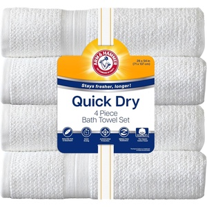 image:imageArm amp Hammer Quick Dry Bath Towels 4 Piece Dark BlueWhite
