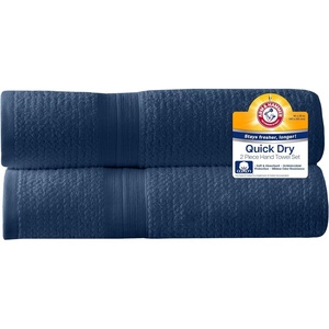 image:imageArm amp Hammer Quick Dry Hand Towels 2 Piece WhiteDark Blue