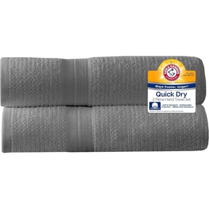 image:imageArm amp Hammer Quick Dry Hand Towels 2 Piece WhiteGrey