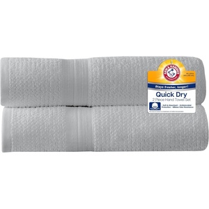 image:imageArm amp Hammer Quick Dry Hand Towels 2 Piece WhiteLight Grey