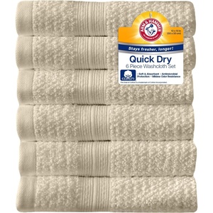 image:imageArm amp Hammer Quick Dry Washcloth Set 6 Piece Light BlueKhaki