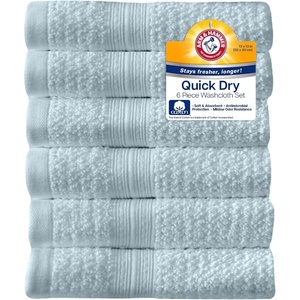 image:imageArm amp Hammer Quick Dry Washcloth Set 6 Piece Light BlueLight Blue