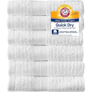image:imageArm amp Hammer Quick Dry Washcloth Set 6 Piece Light BlueWhite