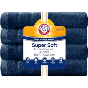 image:imageArm amp Hammer Super Soft Bath Towels 4 Piece KhakiDark Blue
