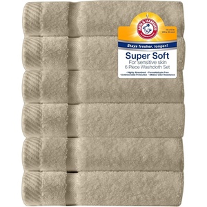 image:imageArm amp Hammer Super Soft Washcloths 6 Piece Dark BlueKhaki