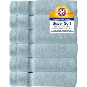 image:imageArm amp Hammer Super Soft Washcloths 6 Piece Dark BlueLight Blue