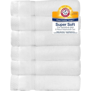 image:imageArm amp Hammer Super Soft Washcloths 6 Piece Dark BlueWhite