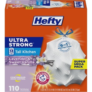 image:imageHefty Ultra Strong 13 Gallon Trash Bags Tall Kitchen Trash Bags 13 Gallon Size Drawstring Closure Continuous Odor Control White Clean Burst Scent 80 BagsLavender  Sweet Vanilla 13G