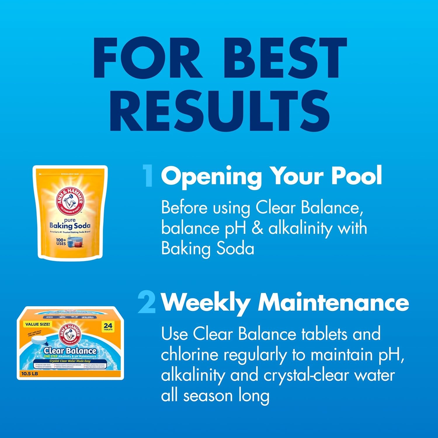 image:imageARM amp Hammer Clear Balance One Step Alkalinity amp pH Maintenance Tablets for Swimming Pools amp Spa LongLasting Water Balancer 24 Count24 Count