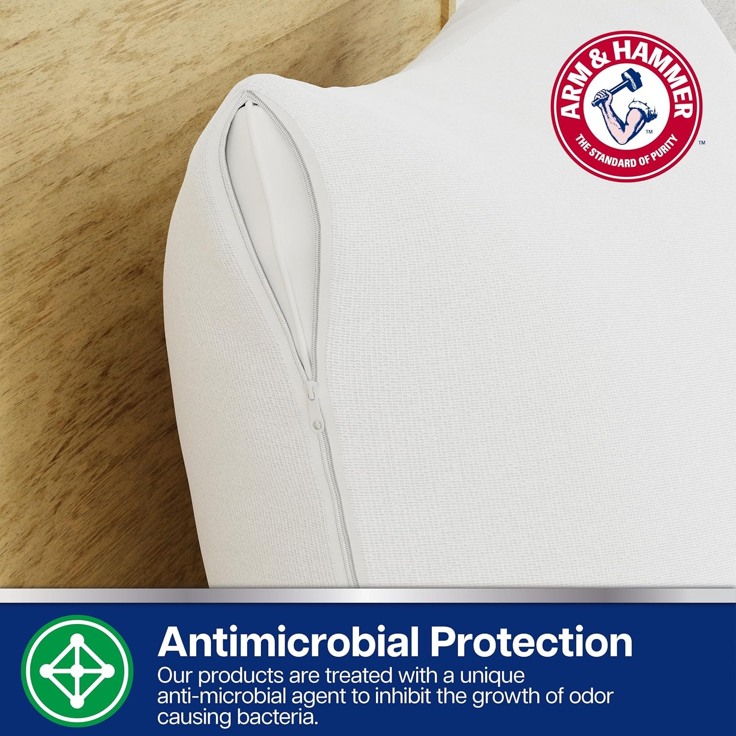 image:imageArm amp Hammer Eco Performance Zippered Pillow Protector with Tencel 2Pack KingStandardQueen