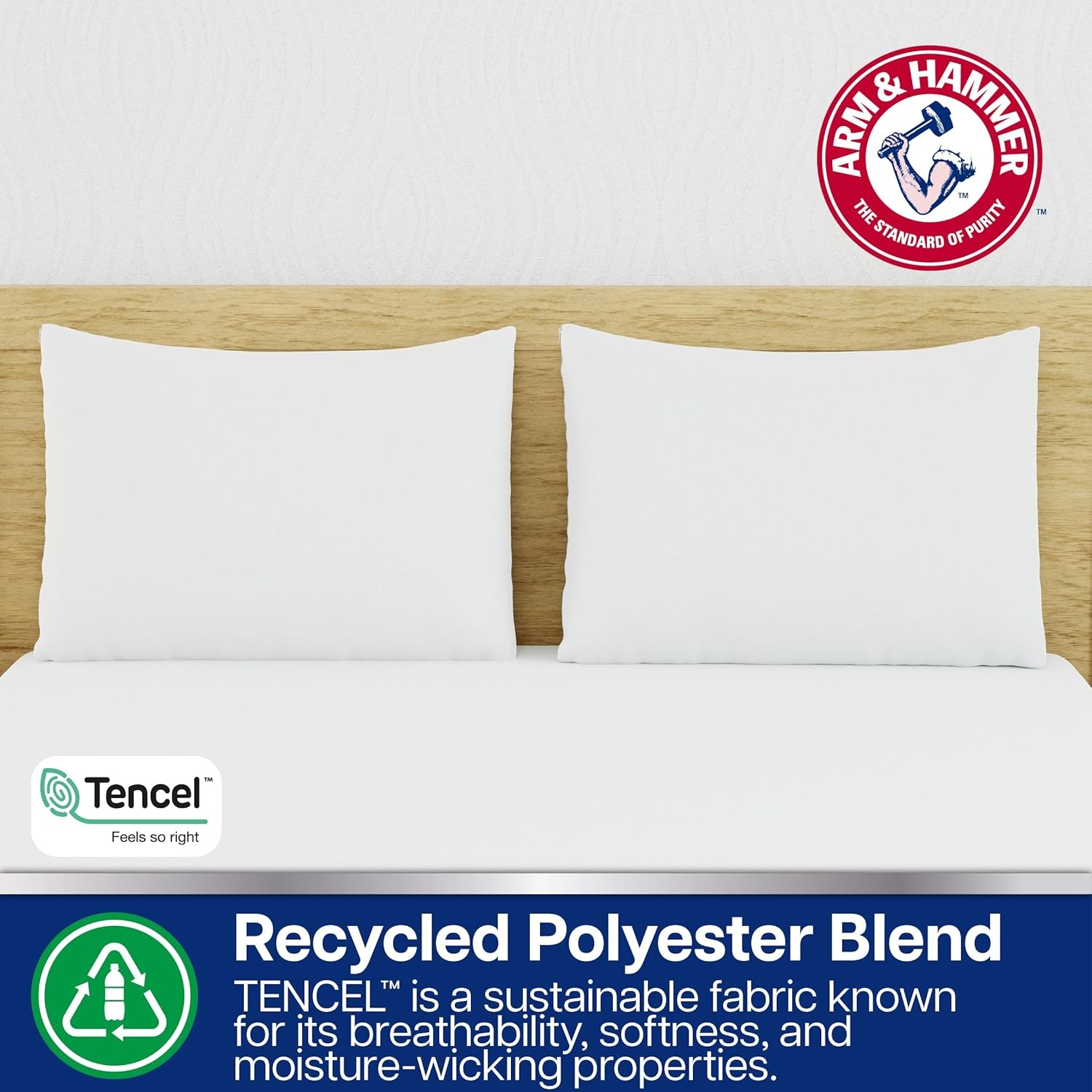 image:imageArm amp Hammer Eco Performance Zippered Pillow Protector with Tencel 2Pack KingStandardQueen