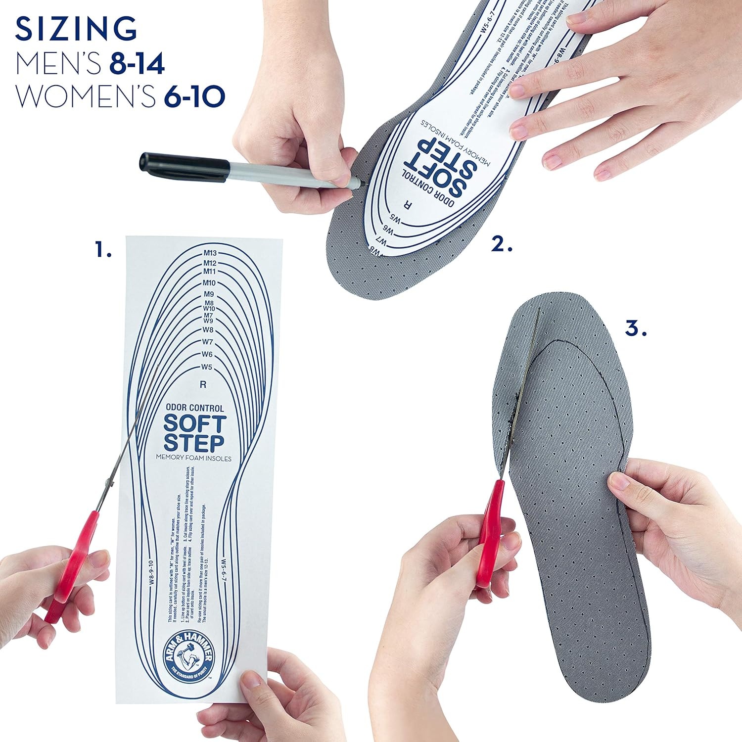 image:imageArm amp Hammer Odor Control Soft Step Insoles Memory Foam Insoles for Men Best Insoles for Standing All Day Foot Insoles Shoe Insoles pack of 66 pair