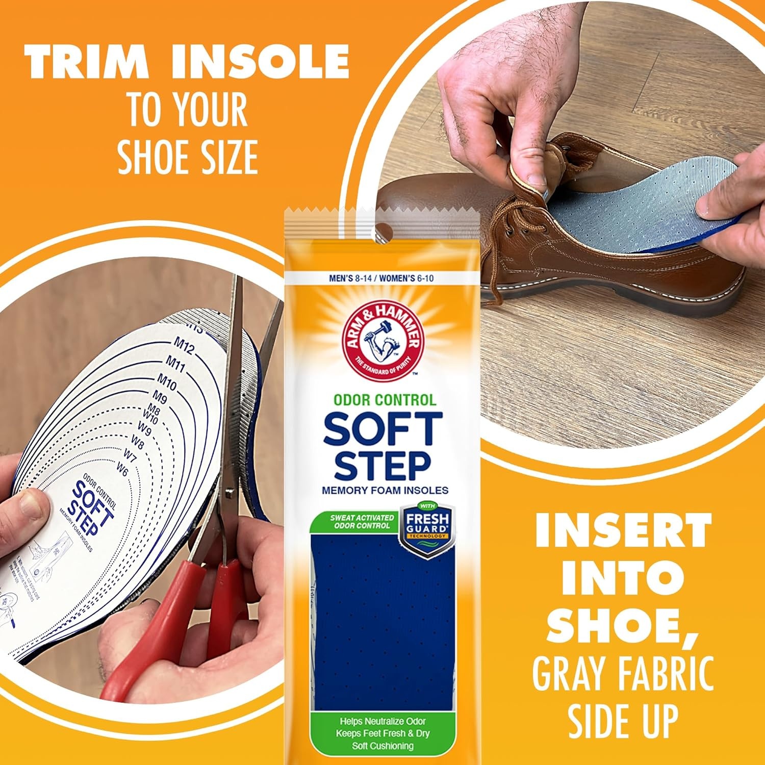 image:imageArm amp Hammer Soft Step Memory Foam Insoles M 814W 6101 pair
