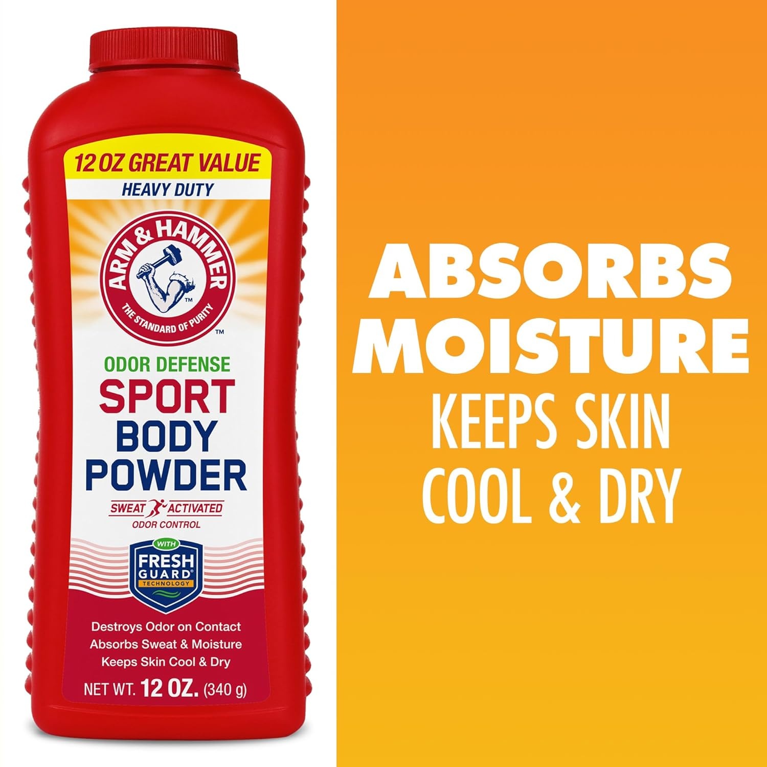 image:imageArm amp Hammer Sport Body Powder Powder for Men and Women Fresh Feeling Talc Free Aluminum Free Odor Defense with Baking Soda12 Ounce Pack of 3