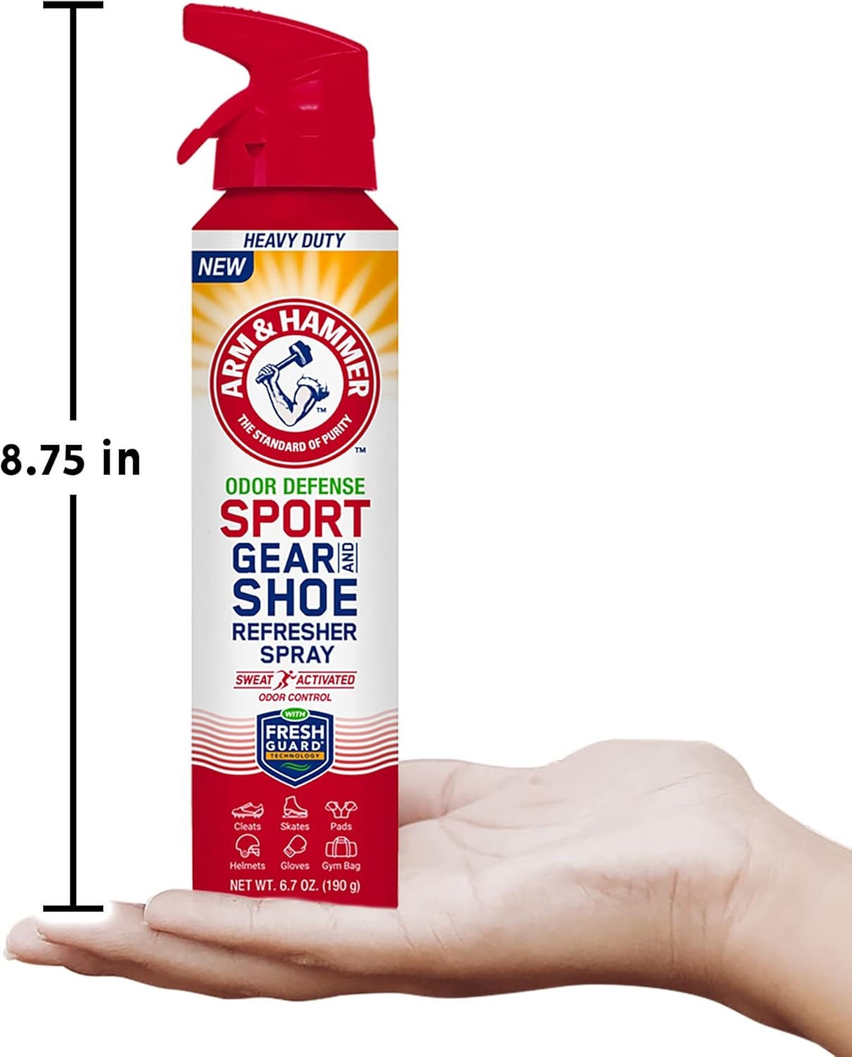image:imageArm amp Hammer Sport Gear amp Shoe Refresher Spray Heavy Duty Odor Defense for Sports Gear and Footwear Deodorizer for Gym Bags Boxing Gloves Hockey Equipment and Football Pads 67 oz67 Ounce Pack of 1