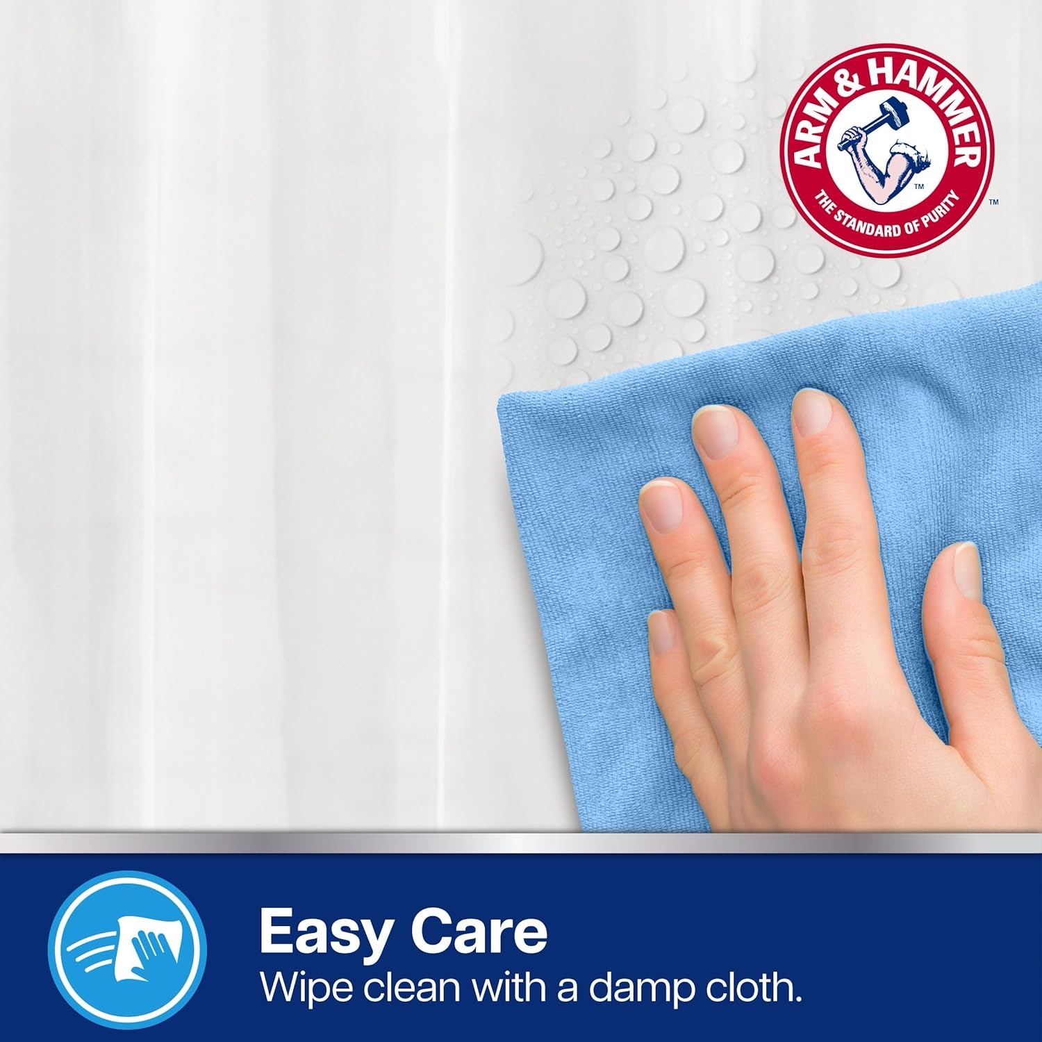 image:imageArm amp Hammer Waterproof Quick Drying Shower Liner Medium Weight Design 70 x 72 FrostedFrosted
