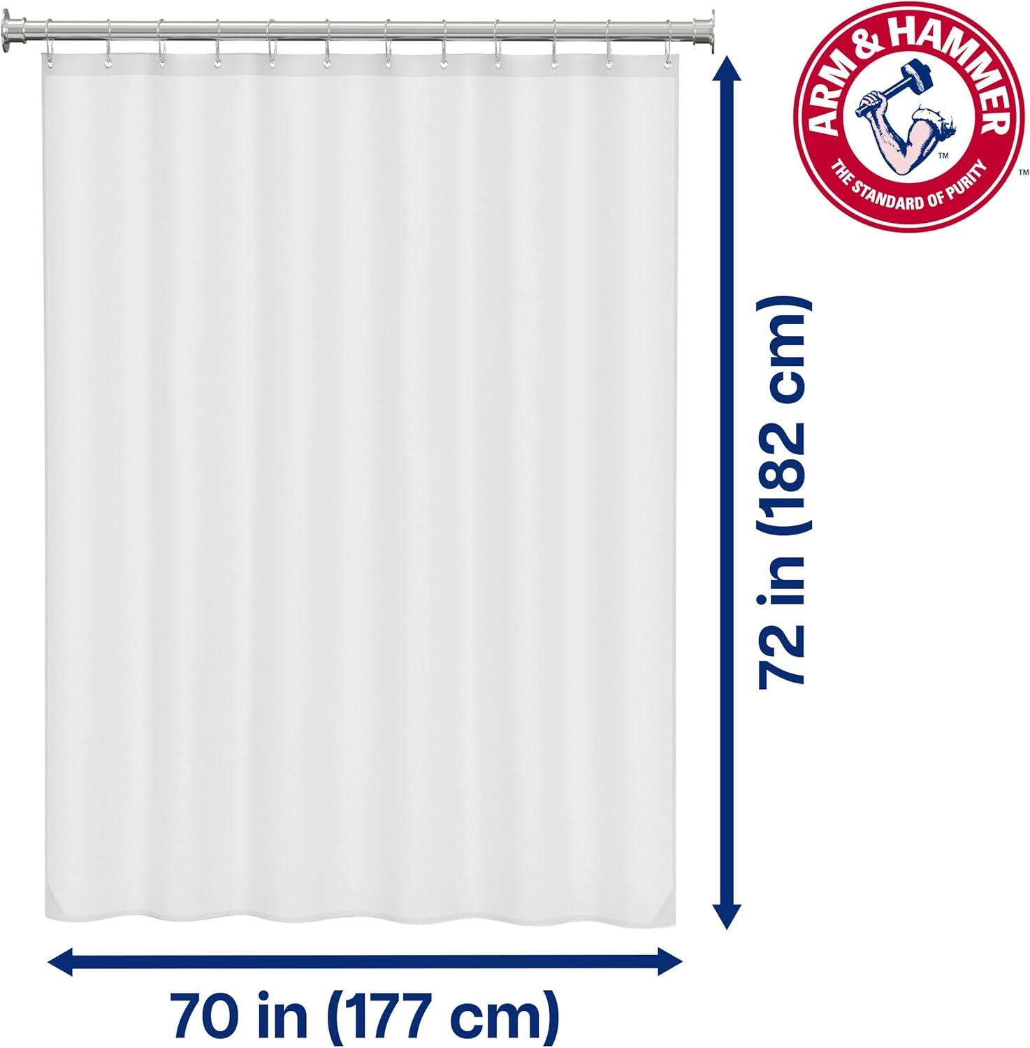 image:imageArm amp Hammer Waterproof Quick Drying Shower Liner Medium Weight Design 70 x 72 FrostedFrosted