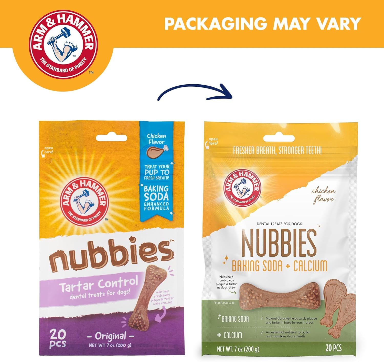 image:imageArm amp Hammer for Pets Nubbies Dental Treats Value Size Baking Soda amp Calcium Dog Dental Chews Helps Scrub Plaque amp Tartar While Chewing Chicken Flavor 139 Count 528 OzChicken
