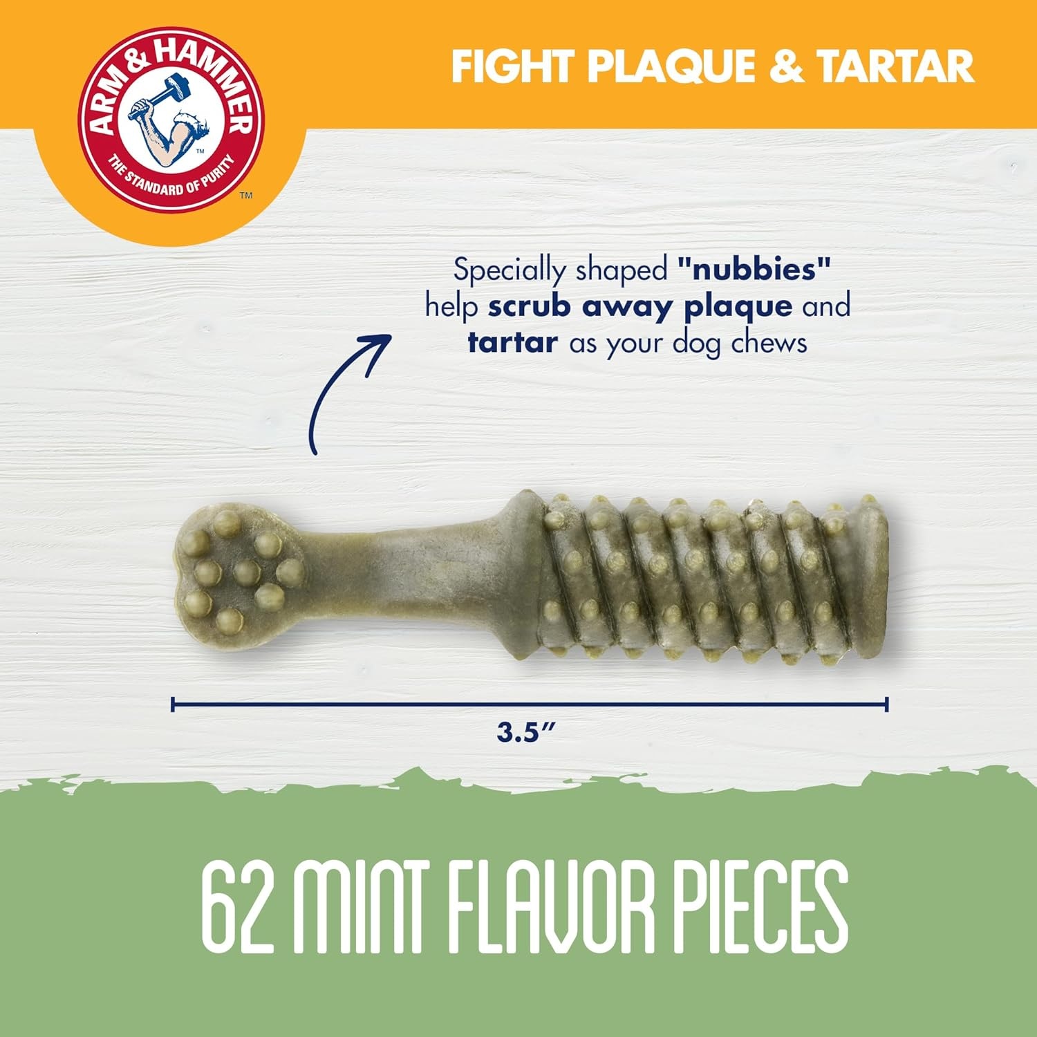 image:imageArm amp Hammer for Pets Nubbies Dental Treats Value Size Baking Soda amp Calcium Dog Dental Chews Helps Scrub Plaque amp Tartar While Chewing Chicken Flavor 139 Count 528 OzMint