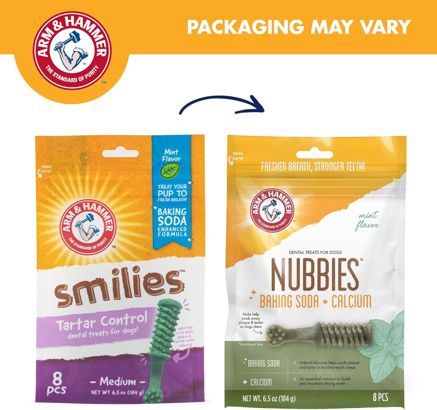 image:imageArm amp Hammer for Pets Nubbies Dental Treats Value Size Baking Soda amp Calcium Dog Dental Chews Helps Scrub Plaque amp Tartar While Chewing Chicken Flavor 139 Count 528 OzMint