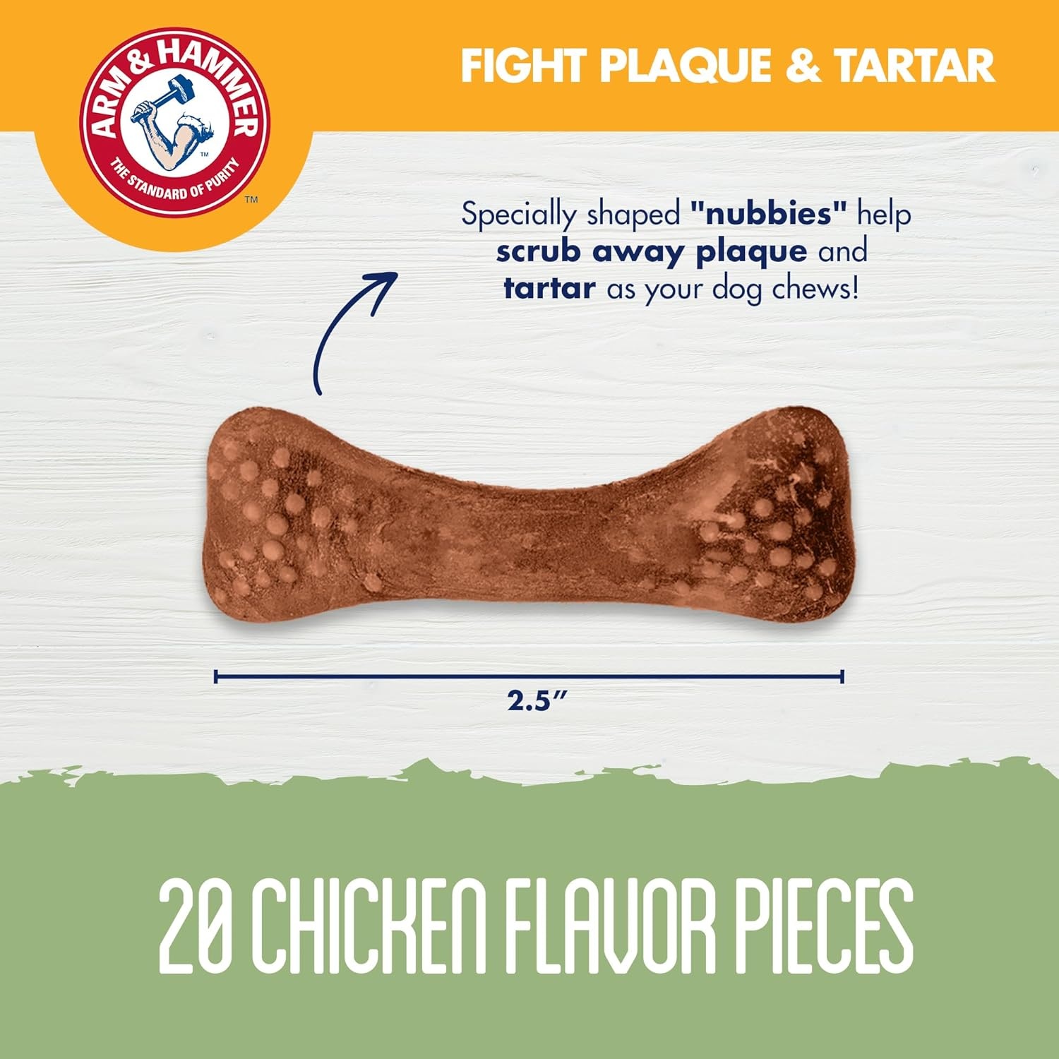 image:imageArm amp Hammer for Pets Nubbies Dental Treats Value Size Baking Soda amp Calcium Dog Dental Chews Helps Scrub Plaque amp Tartar While Chewing Chicken Flavor 139 Count 528 OzChicken