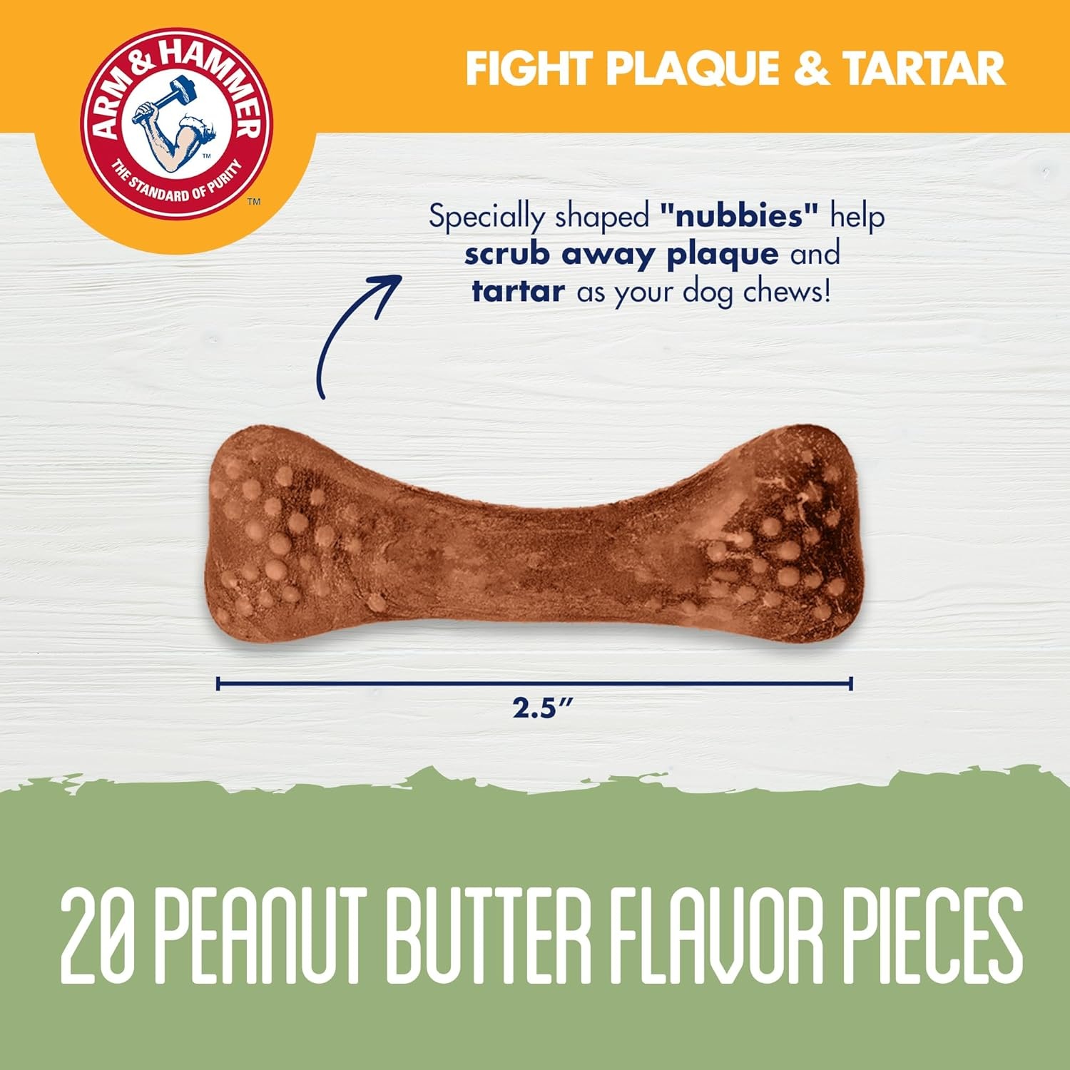image:imageArm amp Hammer for Pets Nubbies Dental Treats Value Size Baking Soda amp Calcium Dog Dental Chews Helps Scrub Plaque amp Tartar While Chewing Chicken Flavor 139 Count 528 OzPeanut Butter