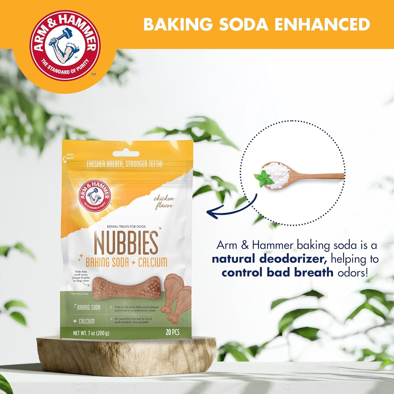 image:imageArm amp Hammer for Pets Nubbies Dental Treats Value Size Baking Soda amp Calcium Dog Dental Chews Helps Scrub Plaque amp Tartar While Chewing Chicken Flavor 139 Count 528 OzChicken