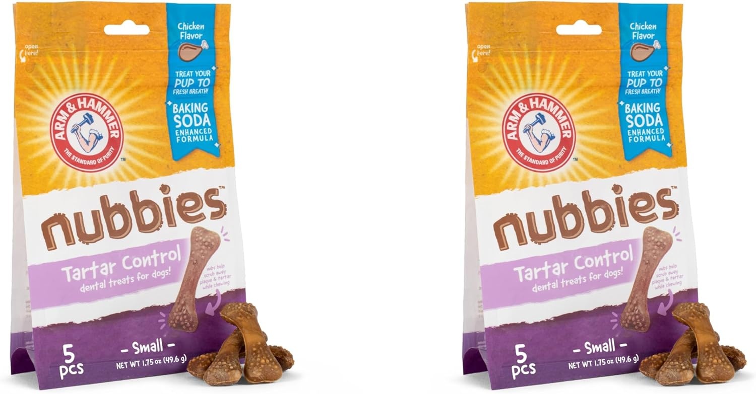 image:imageArm amp Hammer for Pets Nubbies Dental Treats Value Size Baking Soda amp Calcium Dog Dental Chews Helps Scrub Plaque amp Tartar While Chewing Chicken Flavor 139 Count 528 OzChicken