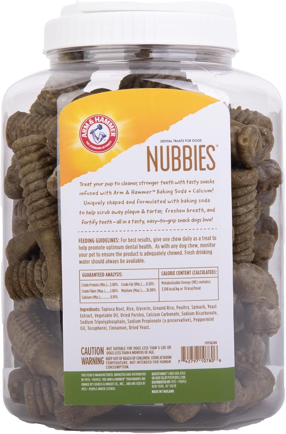 image:imageArm amp Hammer for Pets Nubbies Dental Treats Value Size Baking Soda amp Calcium Dog Dental Chews Helps Scrub Plaque amp Tartar While Chewing Chicken Flavor 139 Count 528 OzMint