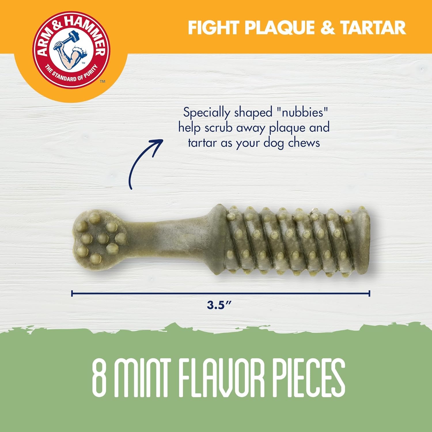 image:imageArm amp Hammer for Pets Nubbies Dental Treats Value Size Baking Soda amp Calcium Dog Dental Chews Helps Scrub Plaque amp Tartar While Chewing Chicken Flavor 139 Count 528 OzMint