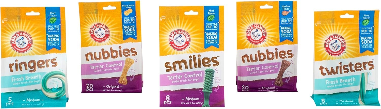 image:imageArm amp Hammer for Pets Nubbies Dental Treats Value Size Baking Soda amp Calcium Dog Dental Chews Helps Scrub Plaque amp Tartar While Chewing Chicken Flavor 139 Count 528 OzChicken