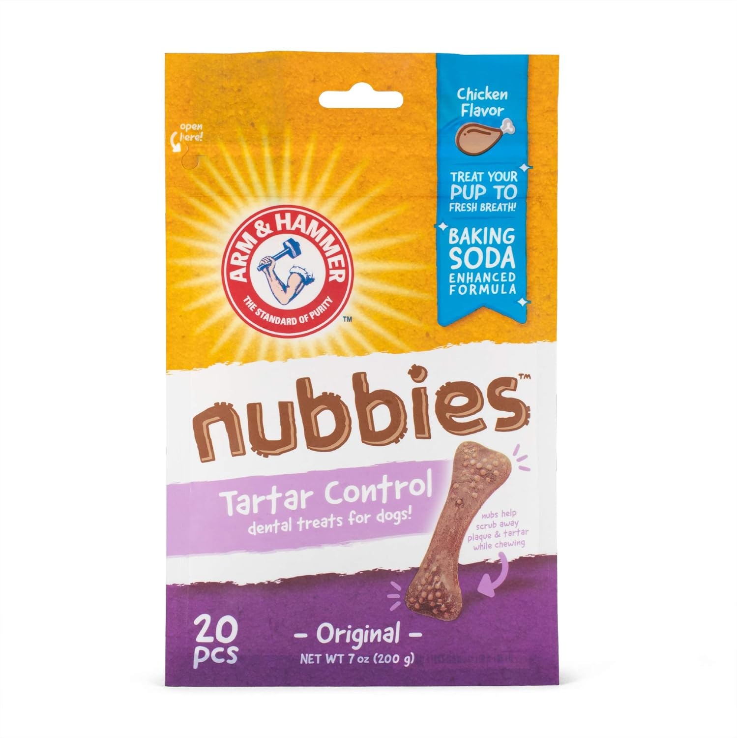 image:imageArm amp Hammer for Pets Nubbies Dental Treats Value Size Baking Soda amp Calcium Dog Dental Chews Helps Scrub Plaque amp Tartar While Chewing Chicken Flavor 139 Count 528 OzChicken