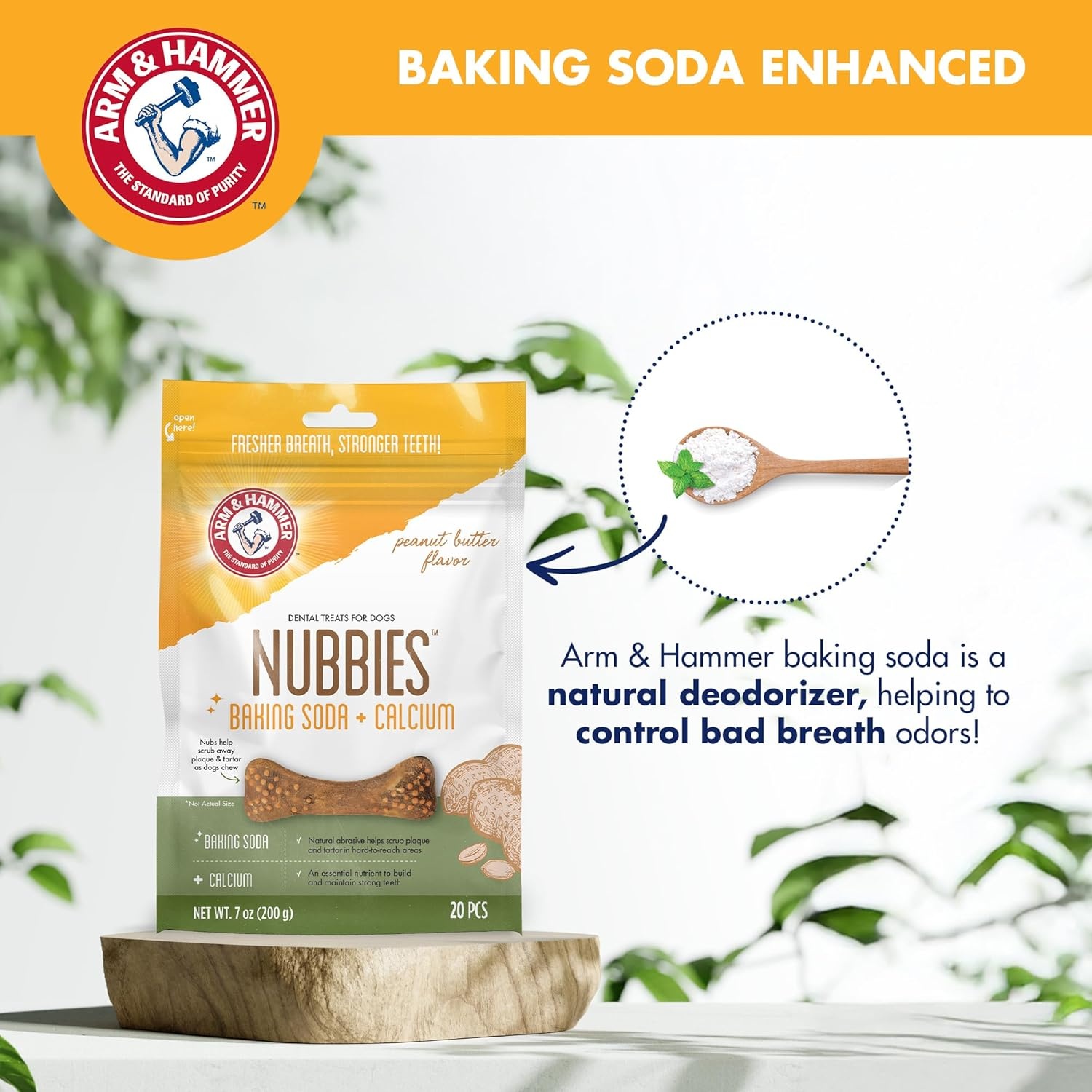 image:imageArm amp Hammer for Pets Nubbies Dental Treats Value Size Baking Soda amp Calcium Dog Dental Chews Helps Scrub Plaque amp Tartar While Chewing Chicken Flavor 139 Count 528 OzPeanut Butter