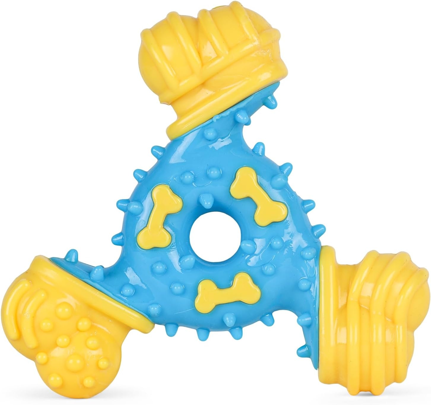image:imageArm amp Hammer for Pets Nubbies Duality Bone Dog Dental Chew Toy Green Apple Flavor Baking Soda Infused Nubby Grooves Plaque Tartar Reduction No Stuffing 24 PackBlue Yellow TriOBone