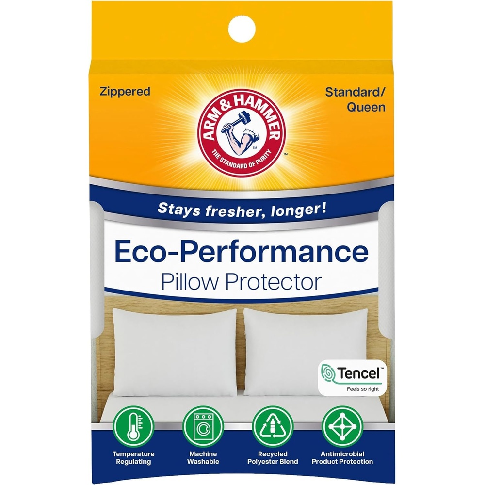 image:imageArm amp Hammer Eco Performance Zippered Pillow Protector with Tencel 2Pack KingStandardQueen