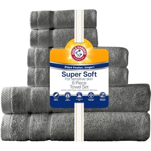 image:imageArm amp Hammer Super Soft Bath Towel Set 6 Piece KhakiGrey
