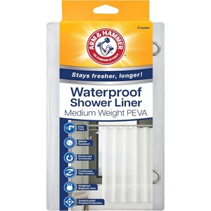 image:imageArm amp Hammer Waterproof Quick Drying Shower Liner Medium Weight Design 70 x 72 FrostedFrosted