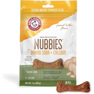 image:imageArm amp Hammer for Pets Nubbies Dental Treats Value Size  Baking Soda amp Calcium Dog Dental Chews Helps Scrub Plaque amp Tartar While Chewing Chicken Flavor 139 Count 528 OzPeanut Butter